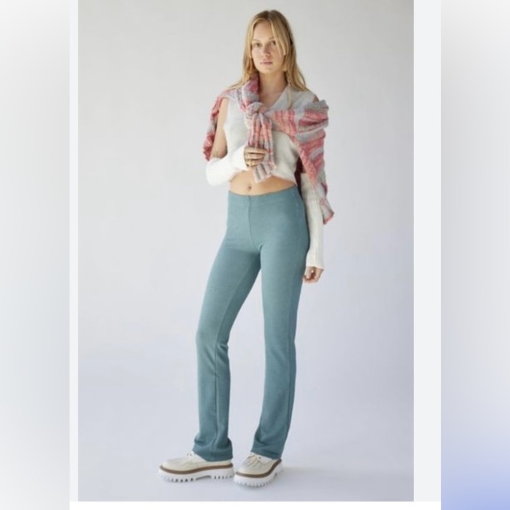 Urban Outfitters Iman Knit Straight Leg Pants Teal Green Size Medium